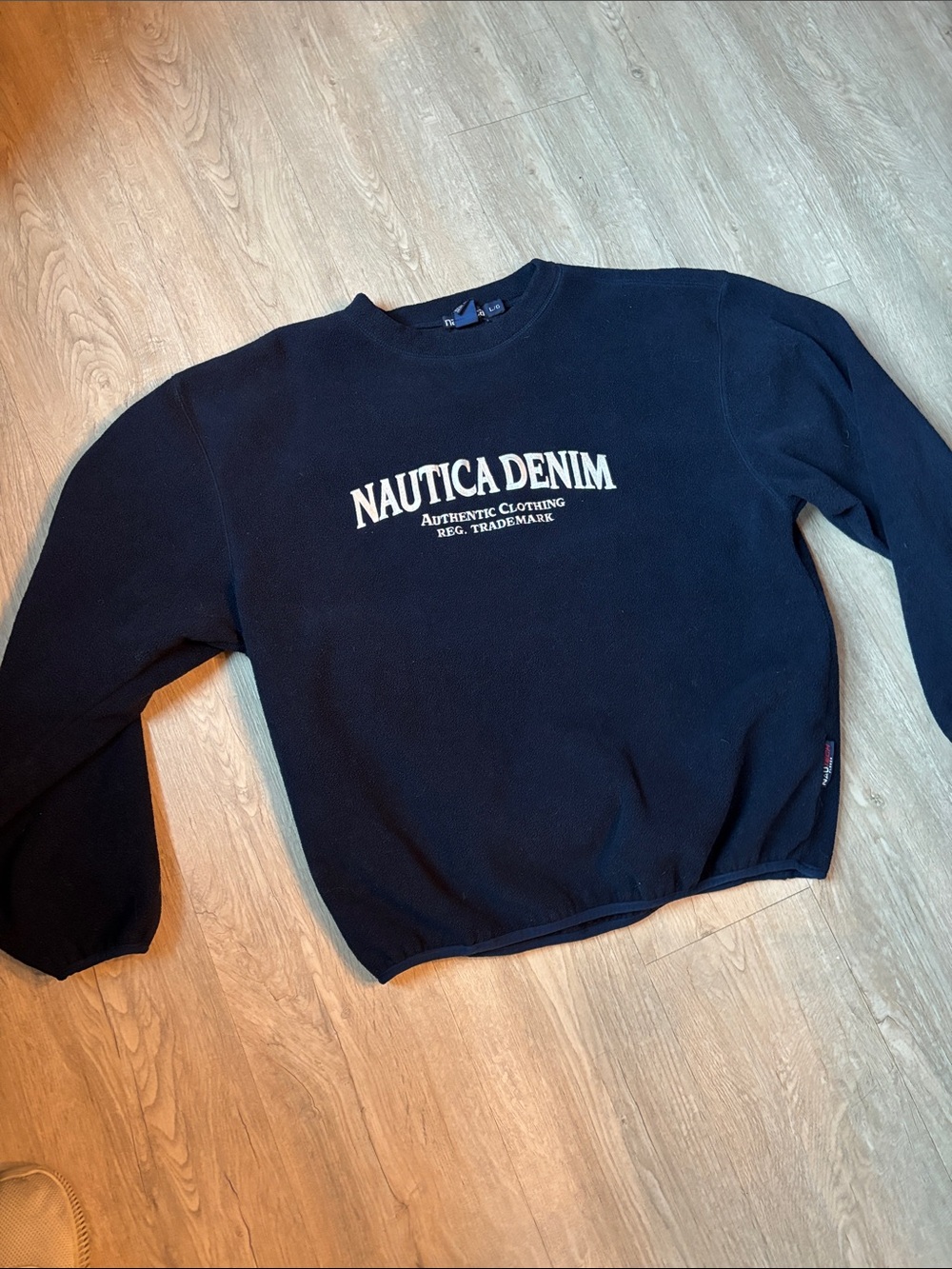 Nautica Denim Navy Crewneck Sweatshirt with White Logo